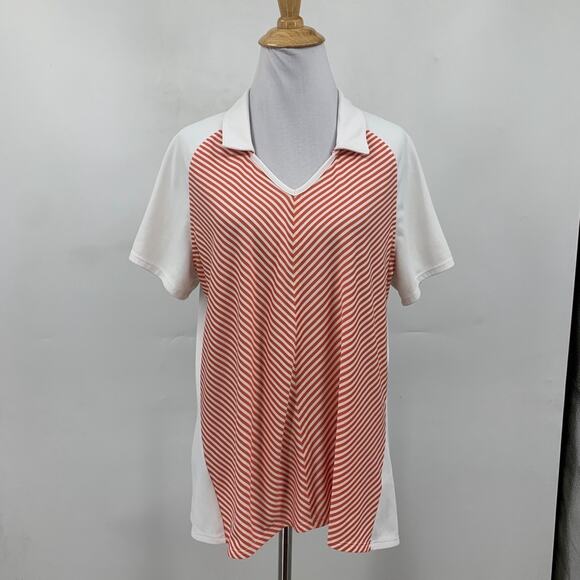 Adidas Polo Shirt Women XL Extra Large Multi ClimaChill Striped Performance Golf - Picture 2 of 12